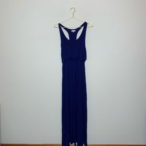 Navy Blue Maxi Dress with Leg Slits